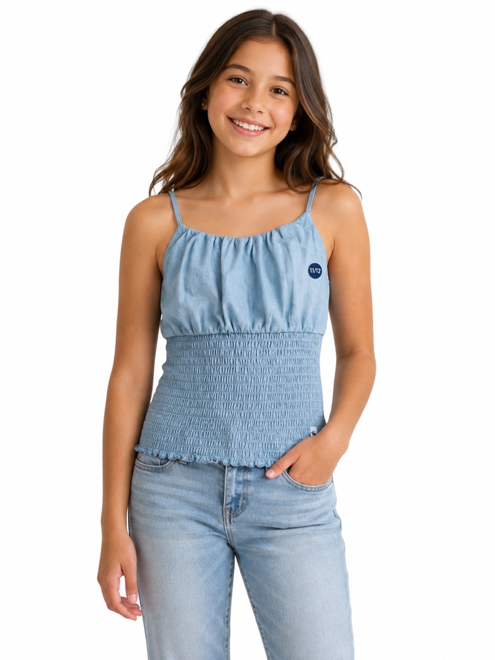 Abercrombie Kids Girl's Blue Smocked Camisole